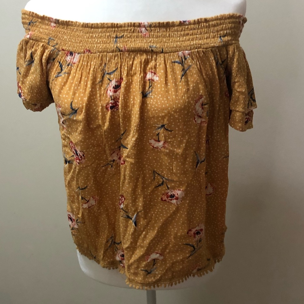 Yellow off the shoulder blouse